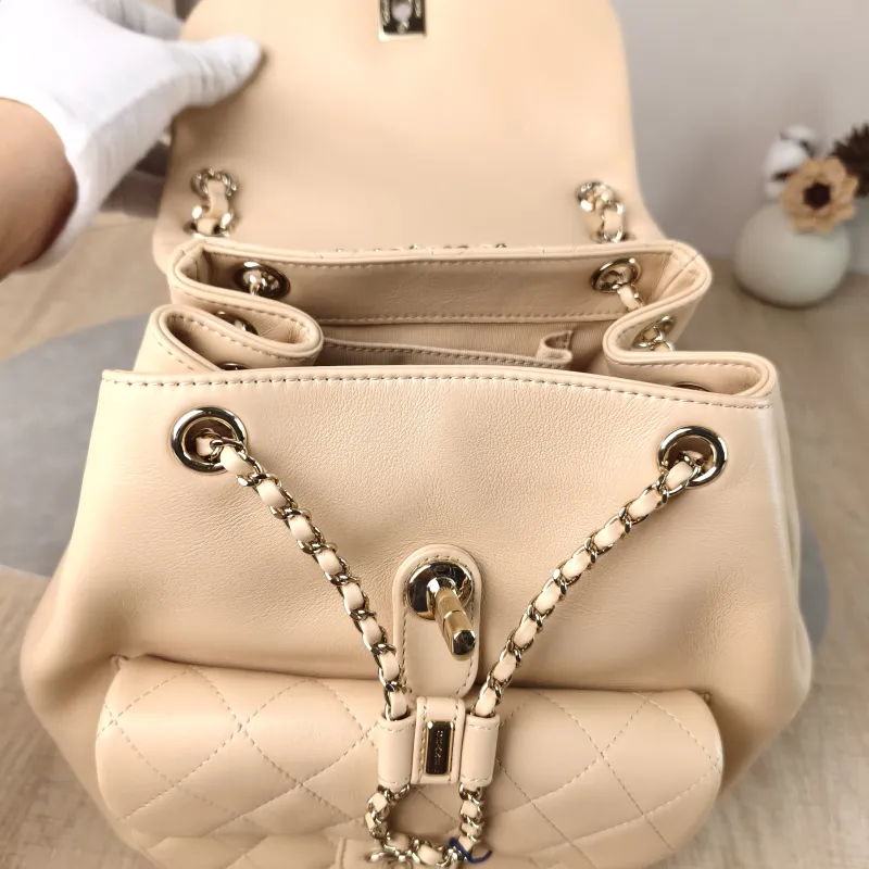 Chanel Backpack Duma Taupe Calfskin Large 21 × 13 × 23 cm — detail view 9 of 15