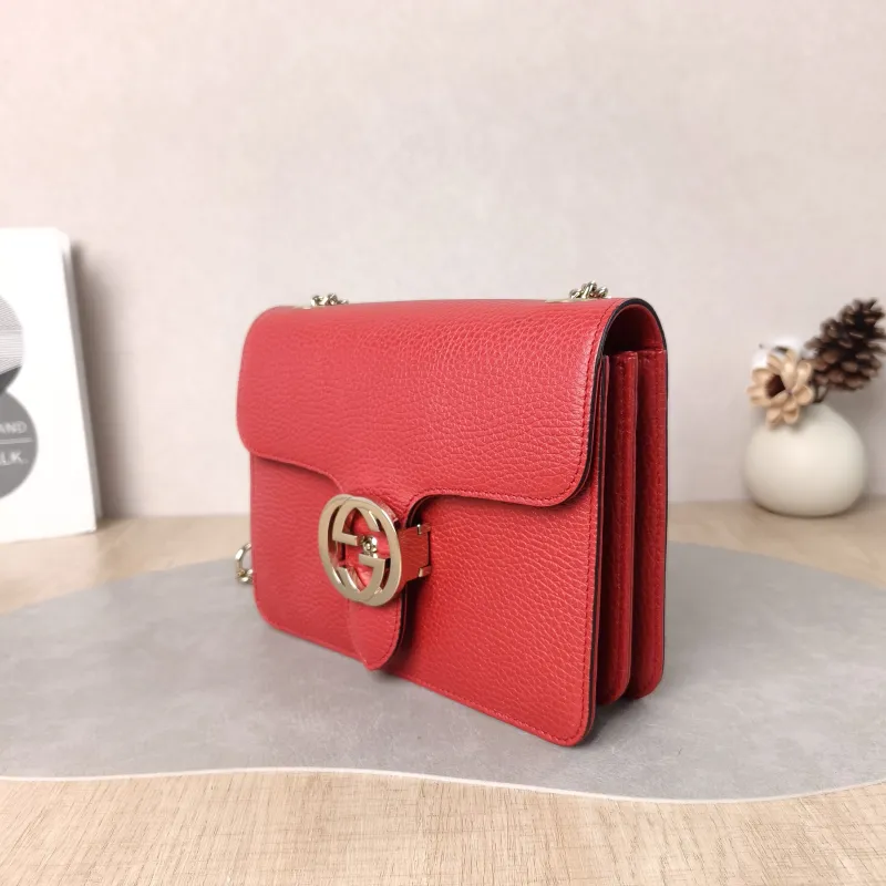 GUCCI Crossbody Bag g Collection Red Calfskin Small 20 × 9 × 16 cm — cover view 6 of 6