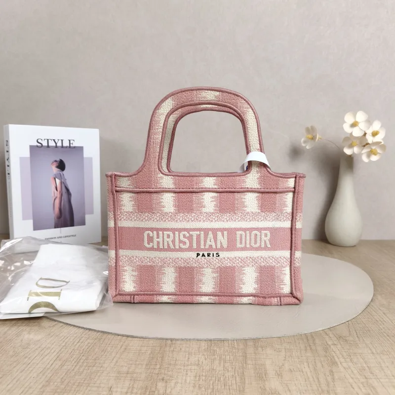 DIOR Top Handle Bag Book Tote Pink Canvasmini22.5 × 6 × 15 cm — cover view 9 of 11