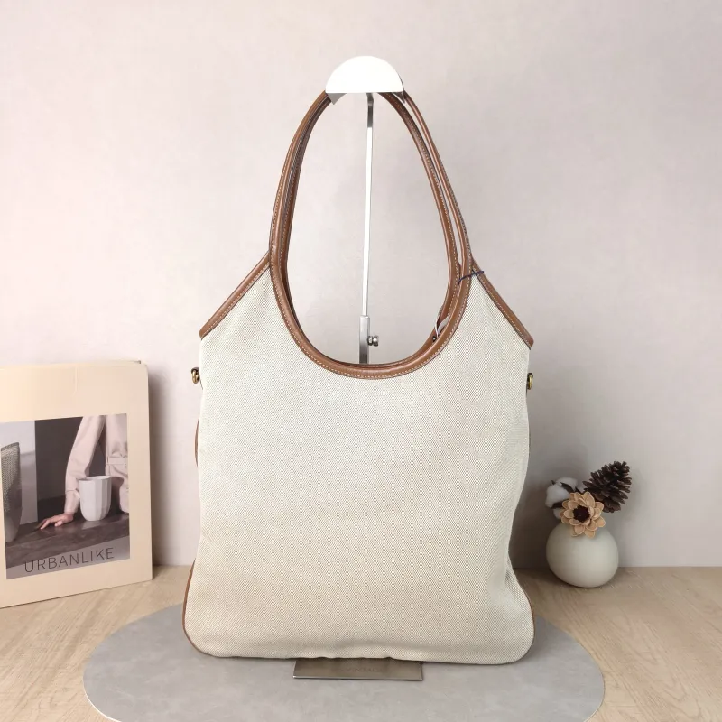Miumiu Shoulder Bag IVY Tote Shopping Tote Beige Brown Canvas Medium 35*40 — cover view 5 of 5