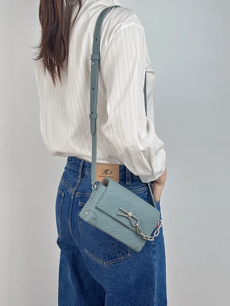 Louis Vuitton Crossbody Bag Steamer Box Green Calfskin Mini 18 × 6.5 × 11 cm — on-model view 2 of 2