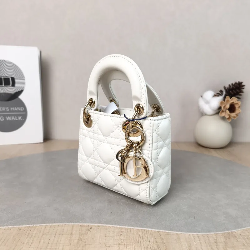 DIOR Crossbody Bag Lady Lady Dior Bag White Lambskin Mini 12 × 5 × 10 cm — cover view 2 of 5
