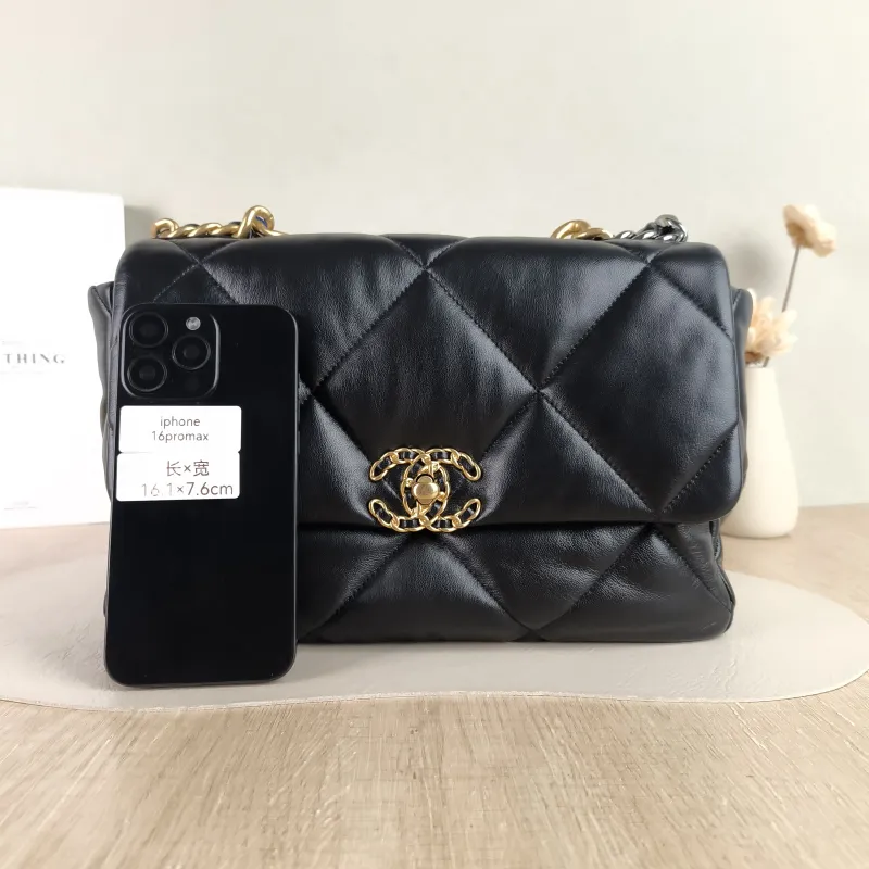 Chanel Crossbody Bag 19Bag Black SL ambskin Medium 30 × 10 × 20 cm — cover view 6 of 6