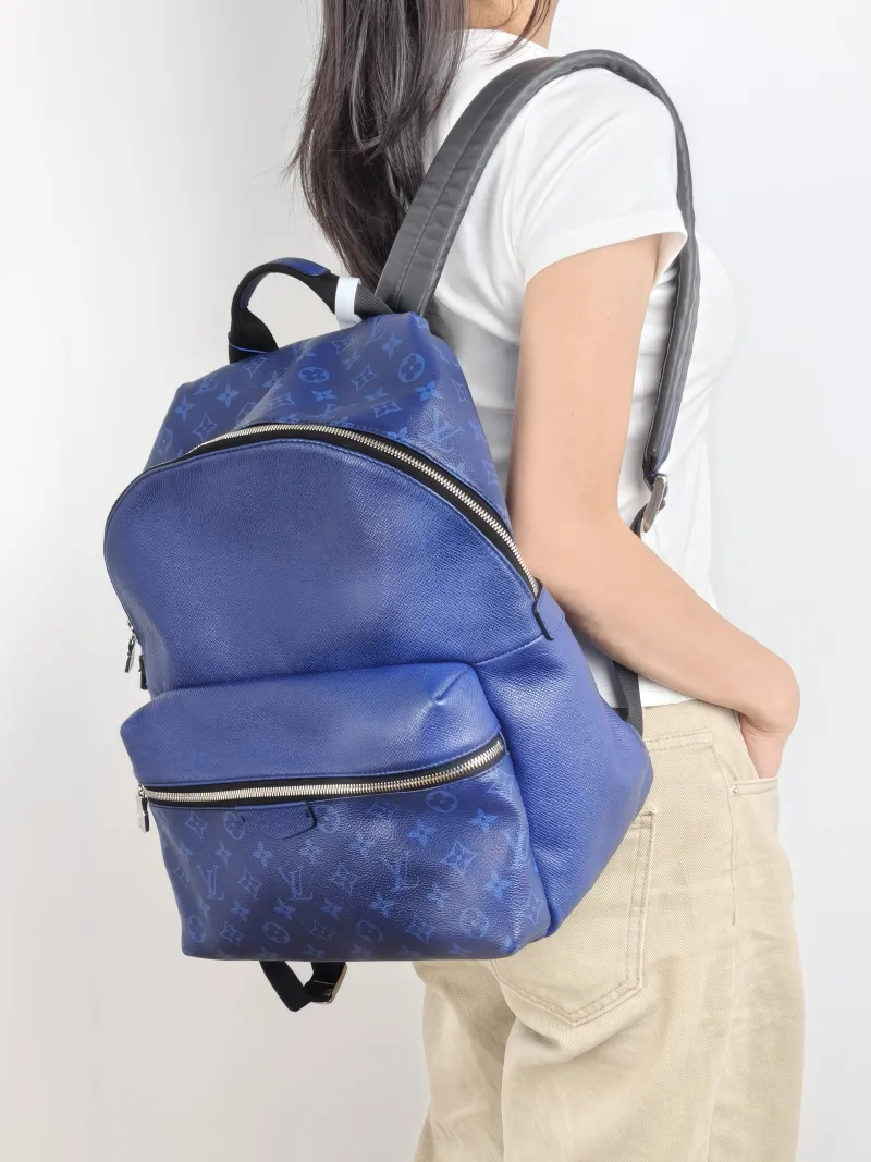 Louis Vuitton Backpack Discovery Backpack Blue PVC · Calfskin Small 37 × 20 × 40 cm — on-model view 2 of 2