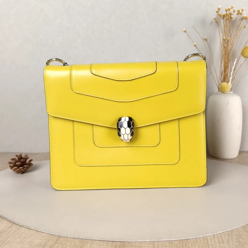 Bvlgari Shoulder Bag Serpenti Forever Collection Crossbody Bag Yellow Calfskin Medium25 × 8 × 16.5 cm