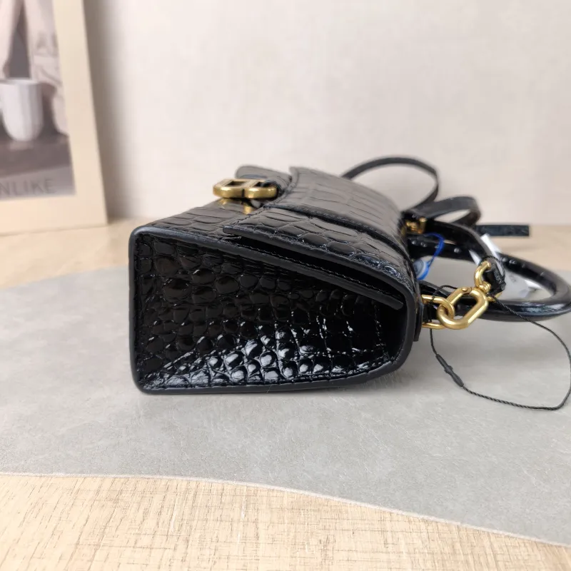 BALENCIAGA Crossbody Bag Hourglass Hourglass Bag Black Calfskin XS 19 × 8 × 13 cm — detail view 8 of 13
