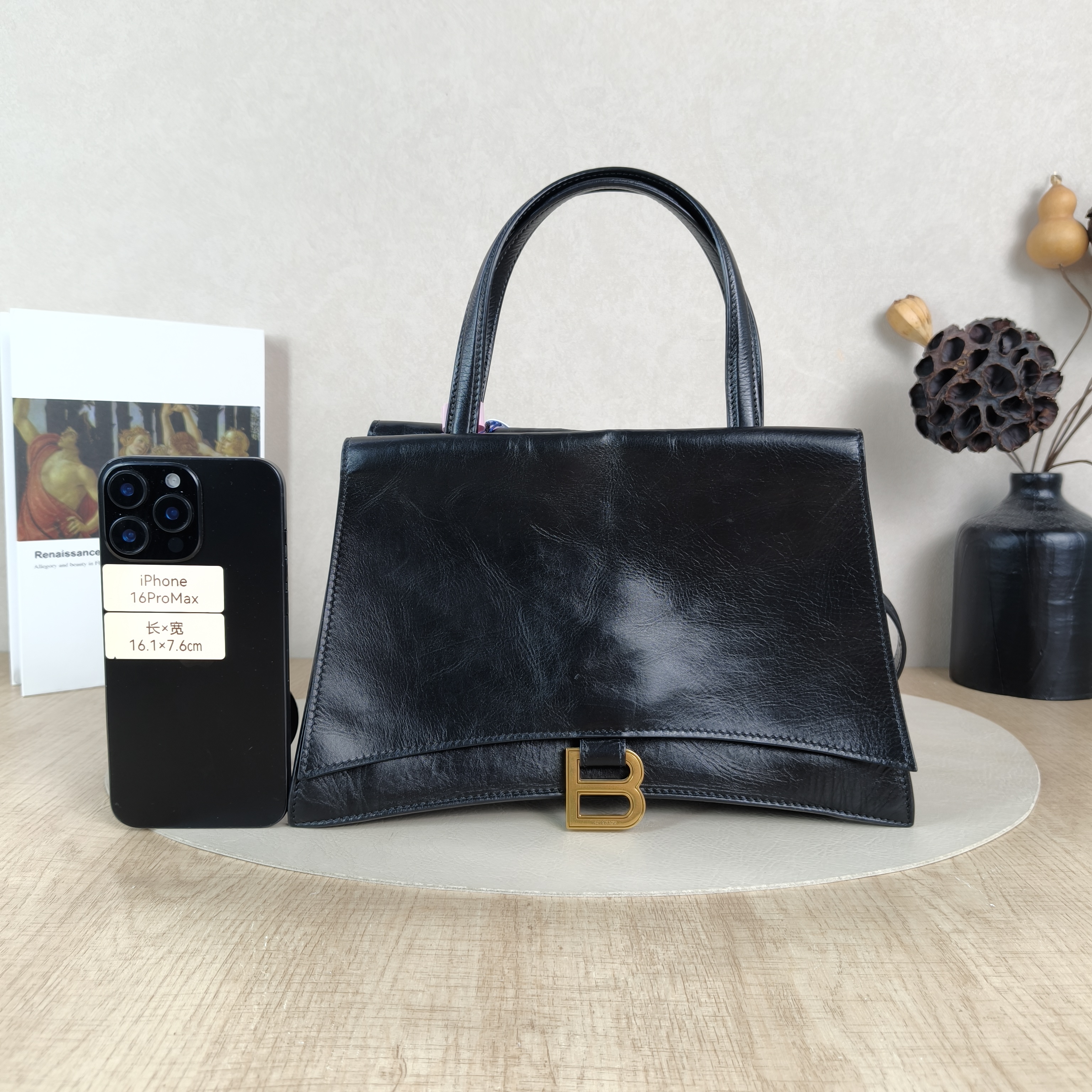 BALENCIAGA Shoulder Bag Crush On You Black Calfskin Medium28 × 9 × 17 cm — cover view 5 of 6