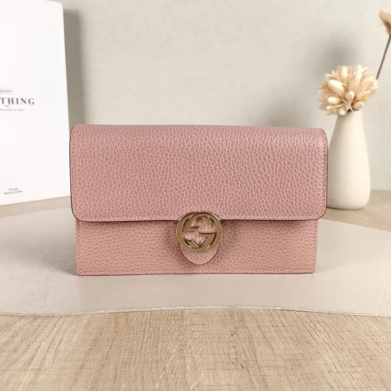 GUCCI Crossbody Bag g Collection woc Pink Calfskin Small 19 × 4 × 11.5 cm