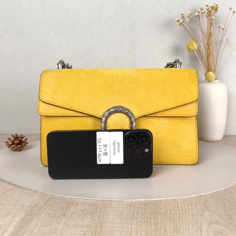 GUCCI Crossbody Bag Dionysus Yellow Suede Medium 28 × 9 × 17 cm — cover view 2 of 5
