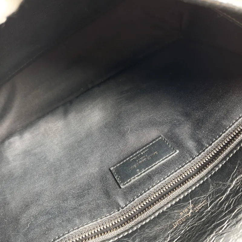 SAINT LAURENT Crossbody Bag Niki Black Waxed Leather Calfskin Medium 28 × 8.5 × 20 cm — detail view 8 of 13