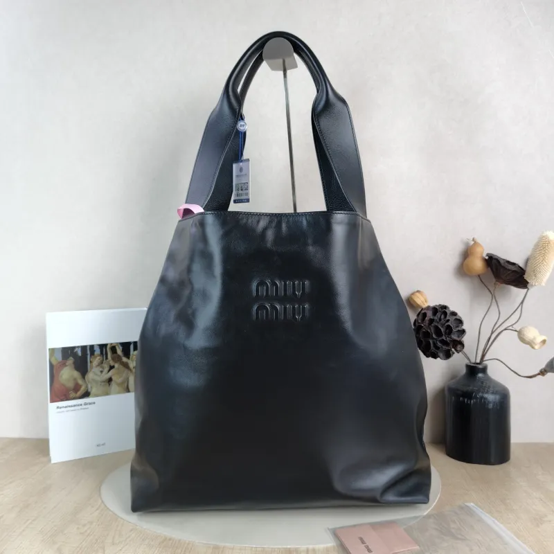 Miumiu Shoulder Bag Shoulder Bag Black Calfskin One Size 38 × 11 × 38 cm — cover view 3 of 5