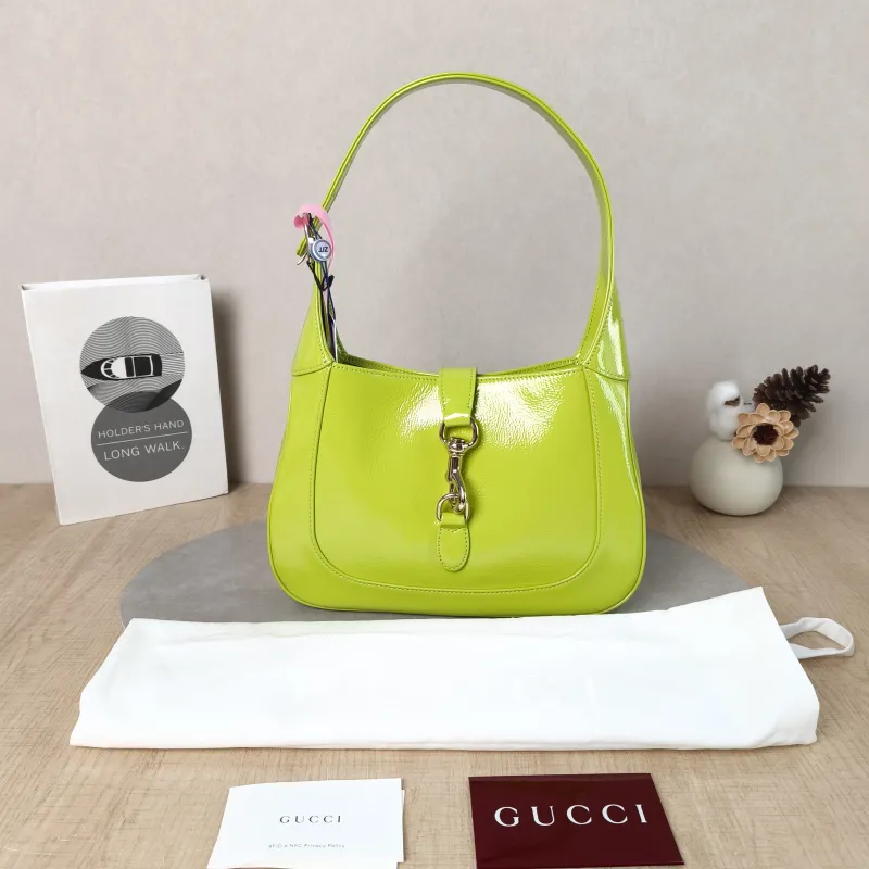 GUCCI Crossbody Bag Jackie 1961Collection Green Patent Leather Medium 27.5 × 4 × 19 cm — cover view 2 of 6