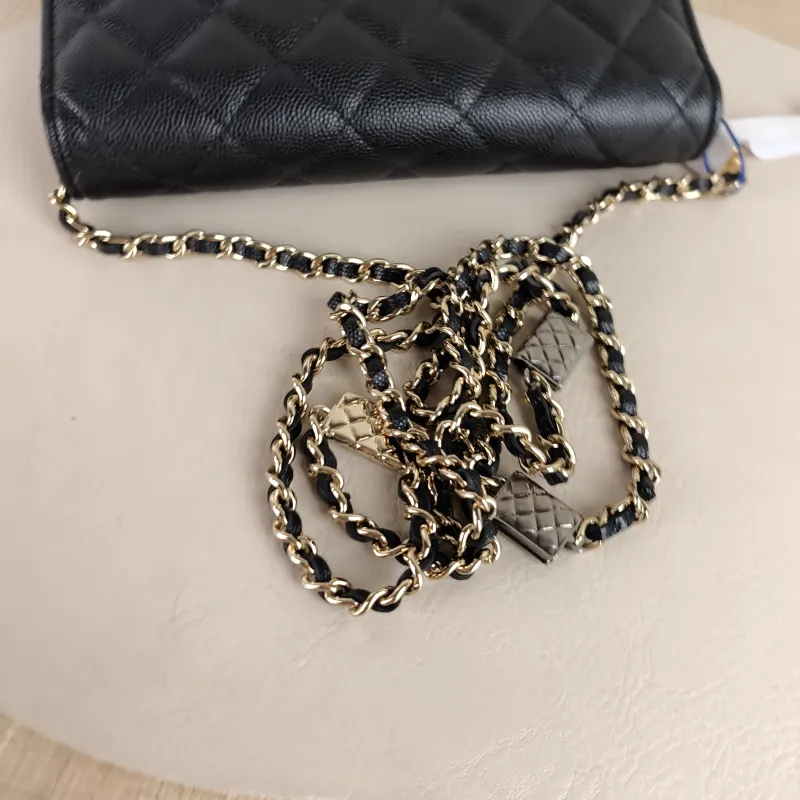 Chanel Crossbody Bag CF WOCWOC Bag coco Black Grained Calfskin Mini 19.2 × 3.5 × 12.3 cm — detail view 10 of 13