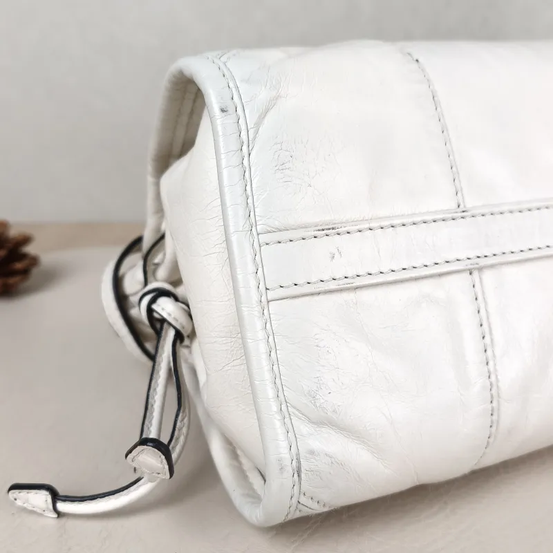 PRADA Crossbody Bag Bonnie Soft Lux Shoulder Strap Edition White Waxed Leather Calfskin Small 26 × 12 × 14 cm Conditioned — detail view 3 of 12