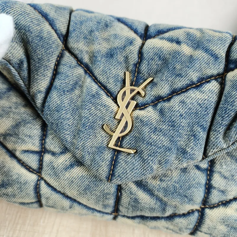 SAINT LAURENT Shoulder Bag LOULOU Blue Mini 20 × 7.5 × 14 cm — detail view 3 of 13