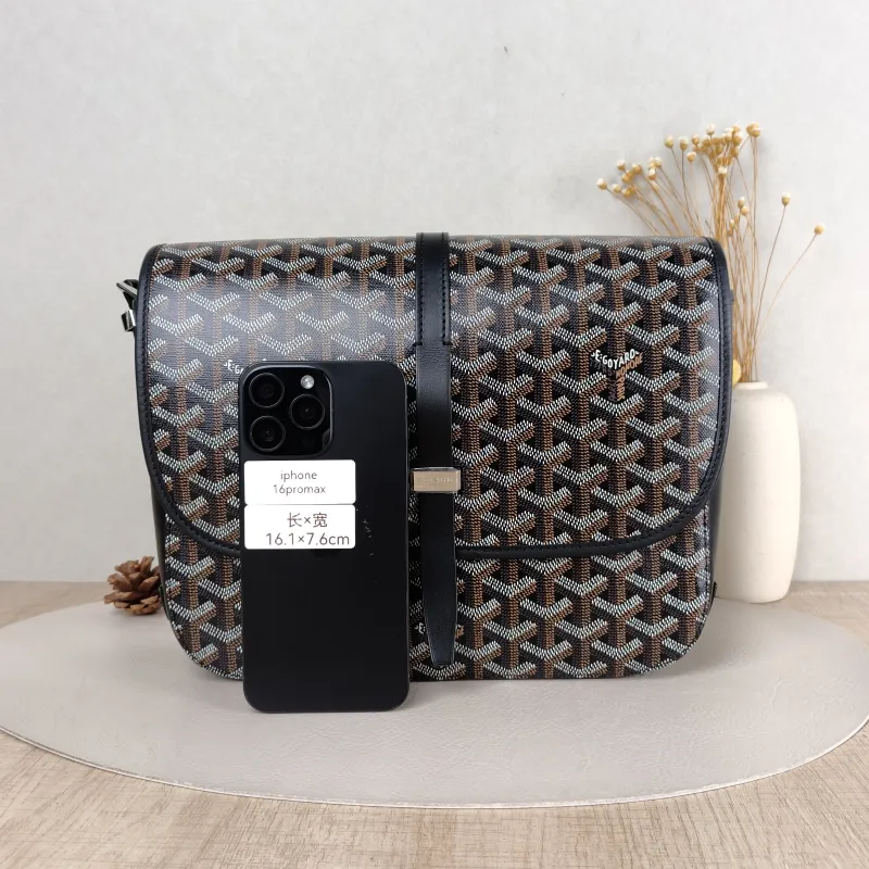 GOYARD Crossbody Bag BELVEDERE Messenger Bag Black Monogram PVC Medium 29 × 9 × 23 cm — cover view 3 of 5