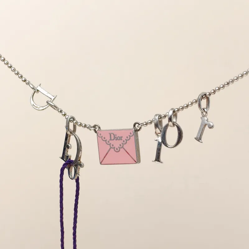 DIOR Necklace Pink logo Necklace Silver One Size42cm — cover view 6 of 9