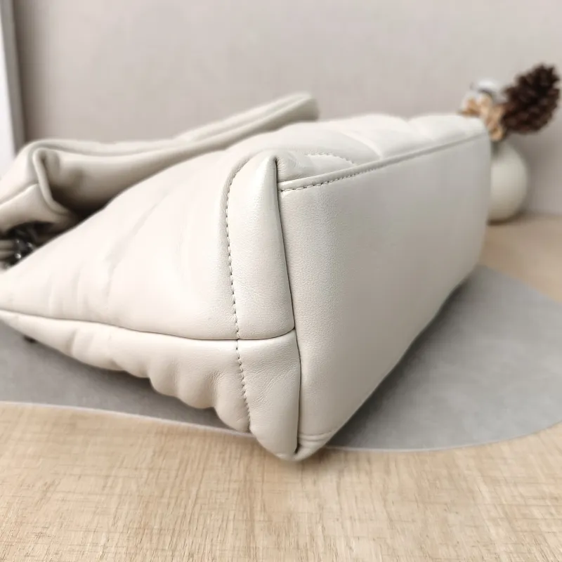 SAINT LAURENT Shoulder Bag PUFFER White Lambskin Small 29 × 11 × 17 cm — detail view 3 of 11