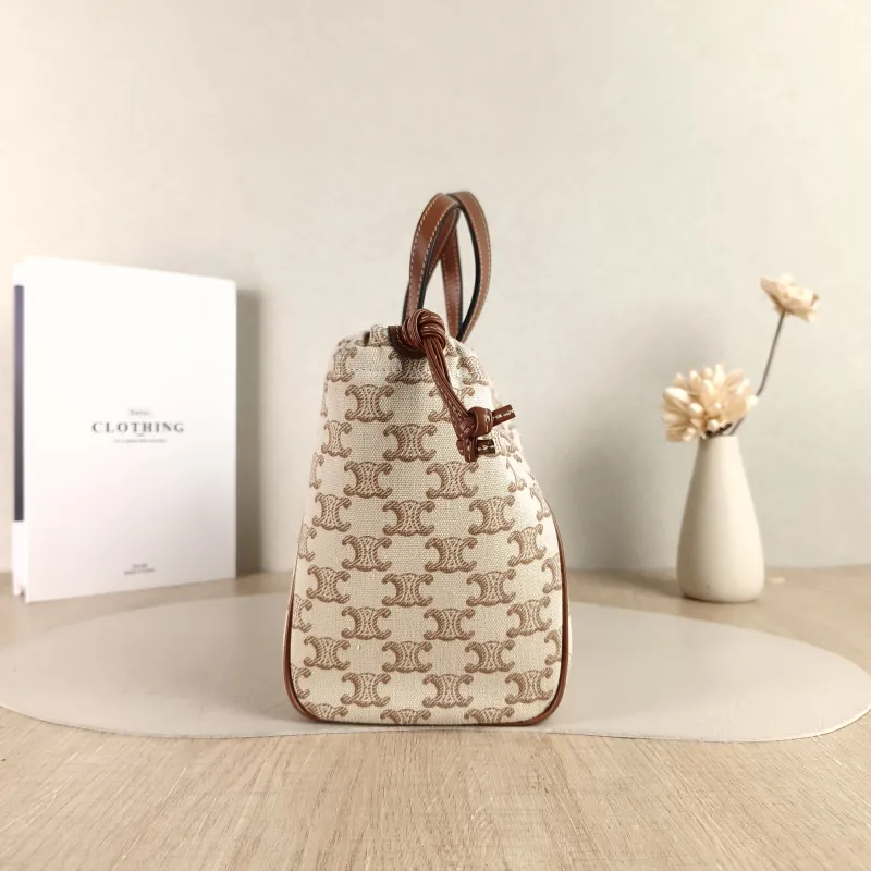 CELINE Top Handle Bag CABAS TRIOMPHE White PVC Small 22 × 15 × 17 cm — detail view 2 of 10