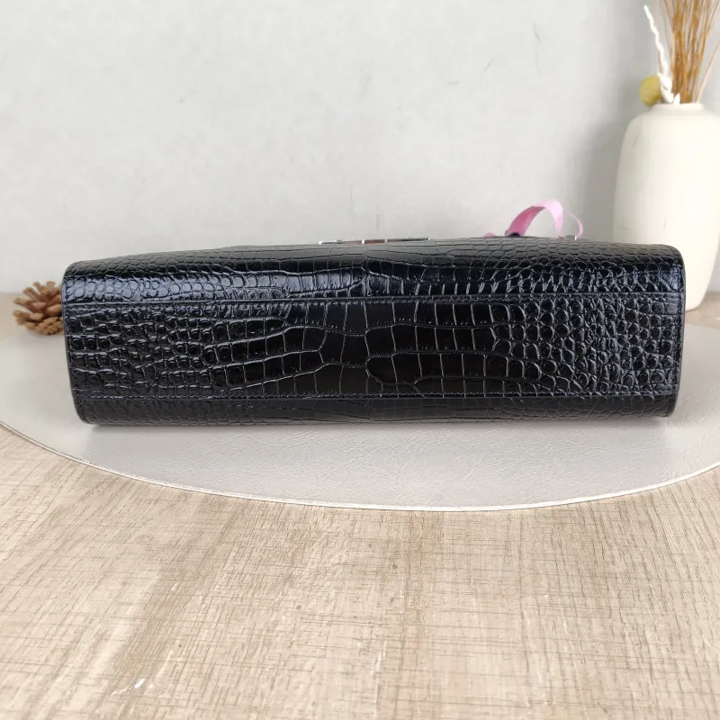 SAINT LAURENT Shoulder Bag MANHATTAN Black Embossed Calfskin Medium 29 × 7.5 × 20 cm — cover view 5 of 5