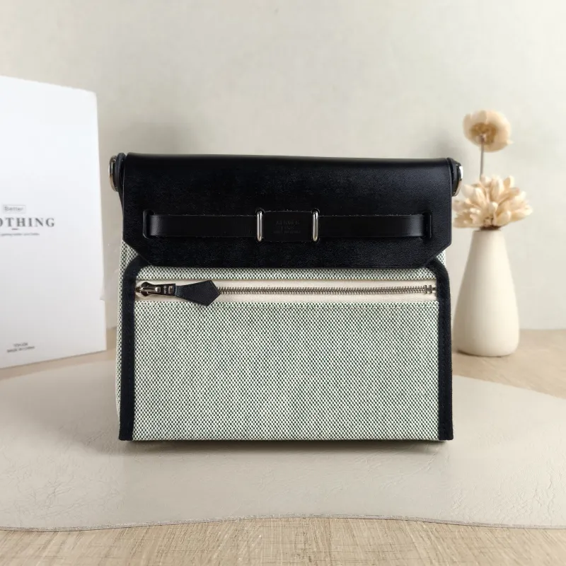 Hermès Crossbody Bag Herbag Zip 20 Beige · Green · Black Calfskin，Canvas Mini 20.5 × 7 × 16.5 cm G — cover view 2 of 6