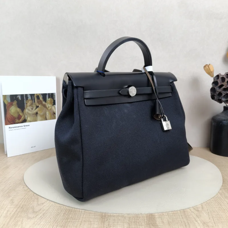 Hermès Shoulder Bag Herbag 31Black Canvas Canvas Berliner Medium31 × 10 × 25 cm — cover view 3 of 6