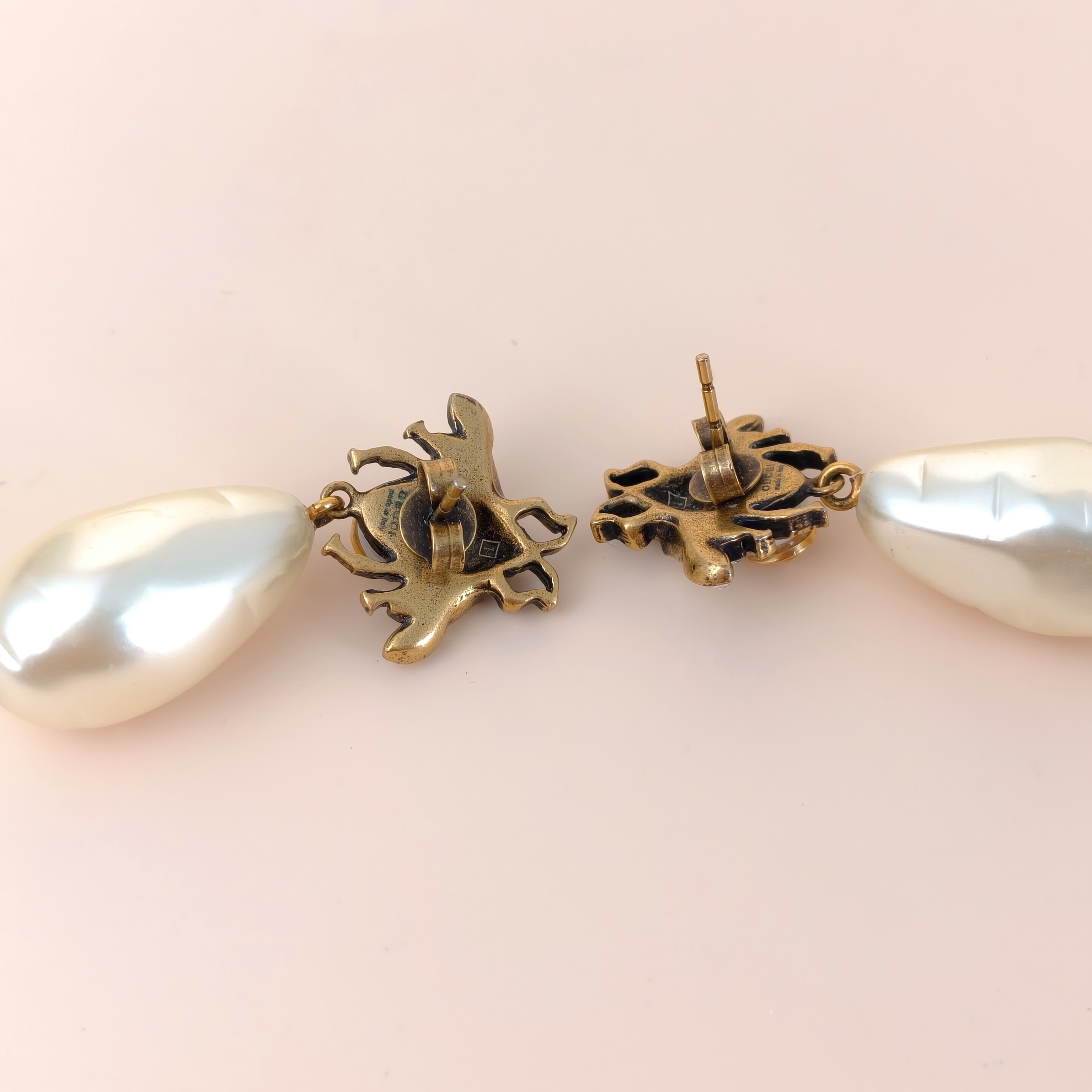 GUCCI Earrings Pearl Earrings Gold Pearl One Size — cover view 6 of 7