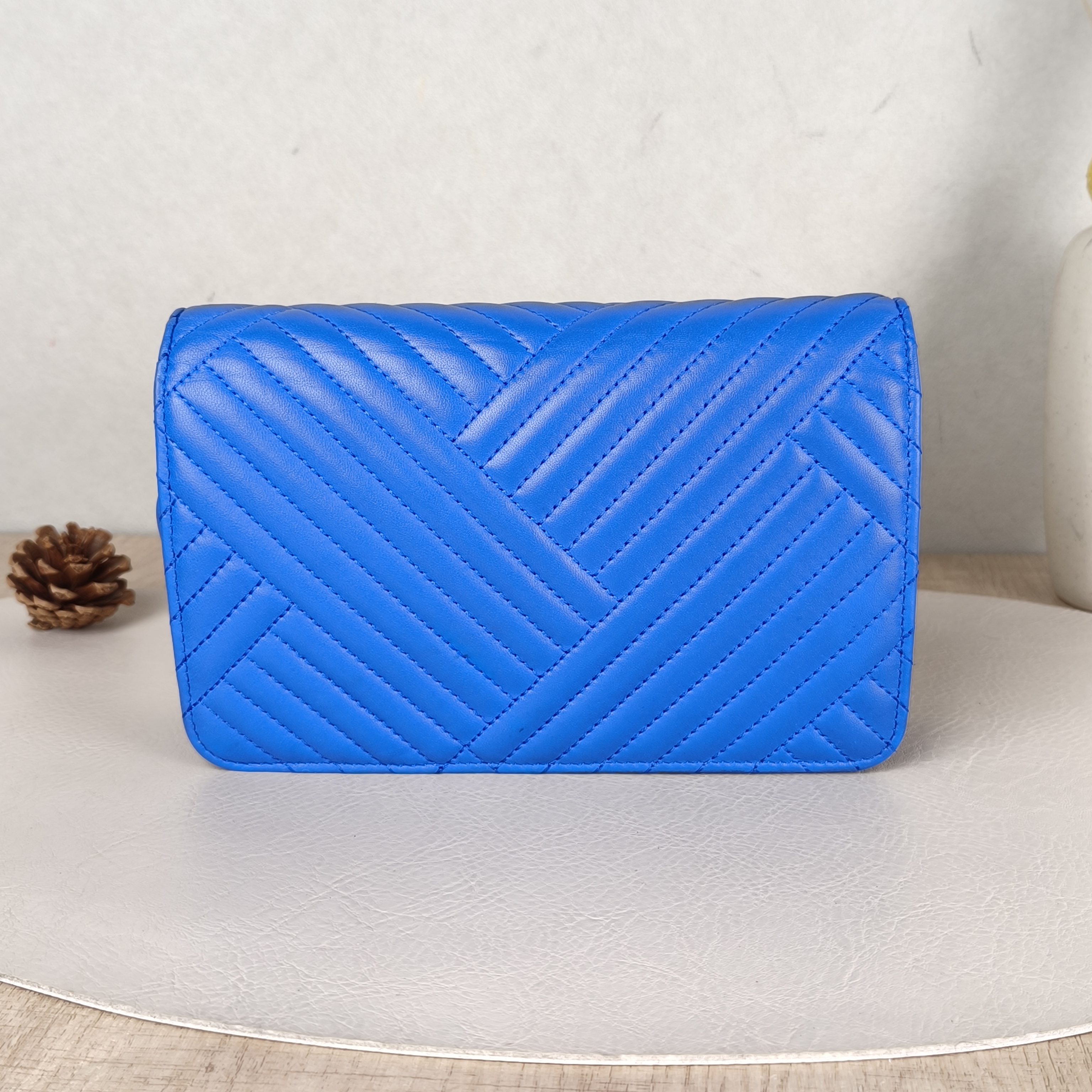 Chanel Crossbody Bag Classic Flap WOC CF WOCWOC Bag V Blue Lambskin 19.2 × 3.5 × 12.3 cm — cover view 2 of 5