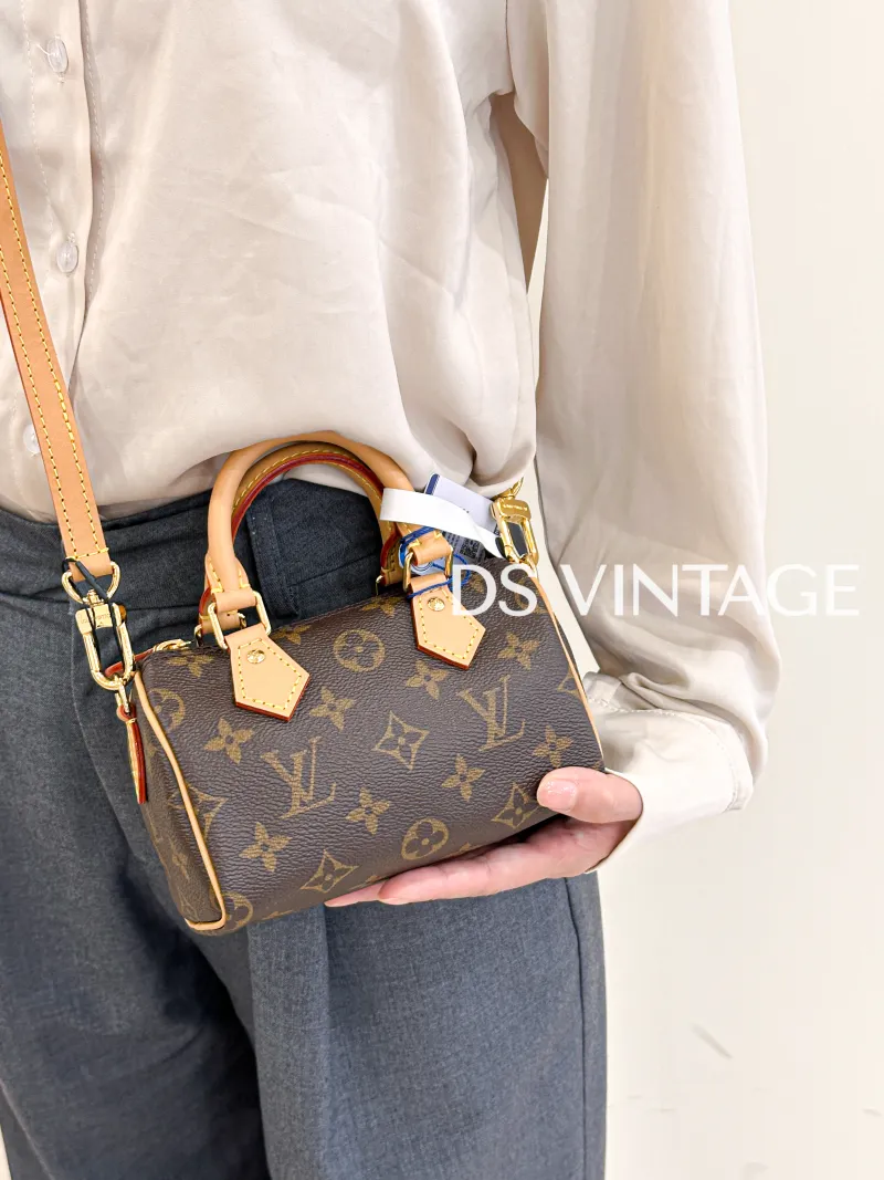 Louis Vuitton Crossbody Bag Speedy Nano Shoulder Strap PV Cnano16 × 7.5 × 10 cm — on-model view 3 of 3