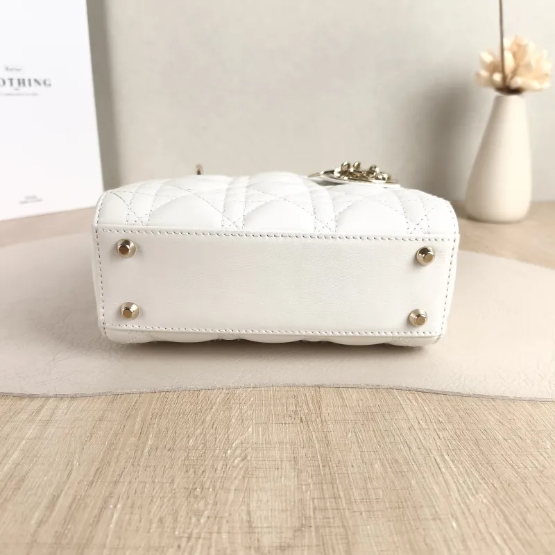 DIOR Crossbody Bag Lady Lady Dior Bag White Lambskin Mini 17 × 7 × 15 cm — cover view 3 of 5