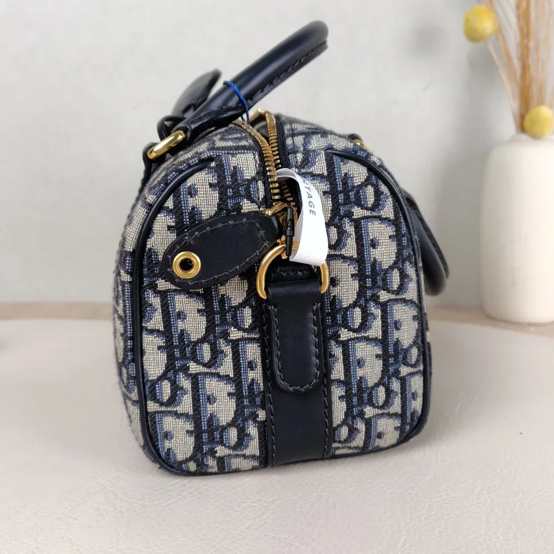 DIOR Crossbody Bag Groove 20 Top Handle Bag Blue Canvas Small 20.5 × 12 × 13.5 cm — detail view 14 of 15