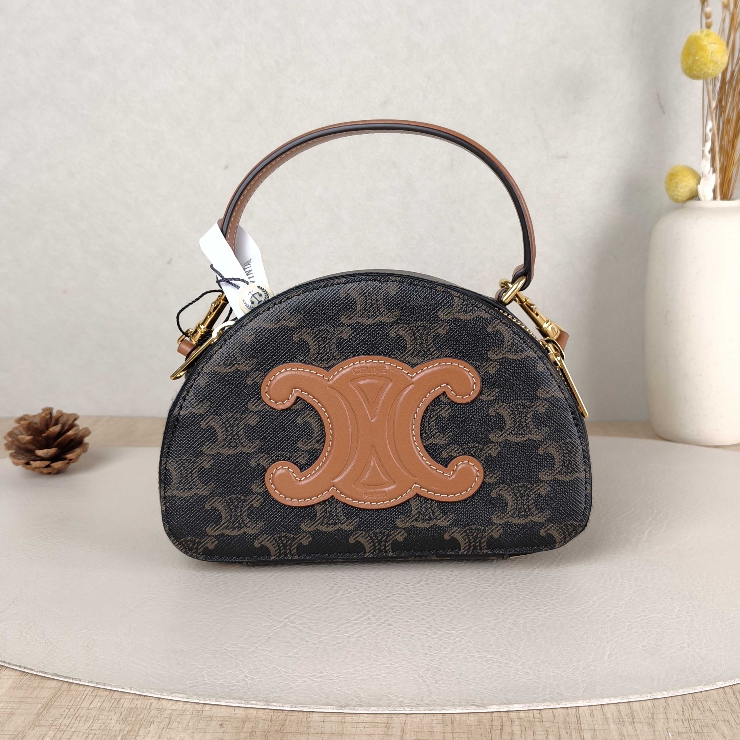 CELINE Crossbody Bag Triomphe Monogram PVC18 × 6 × 12.5 cm