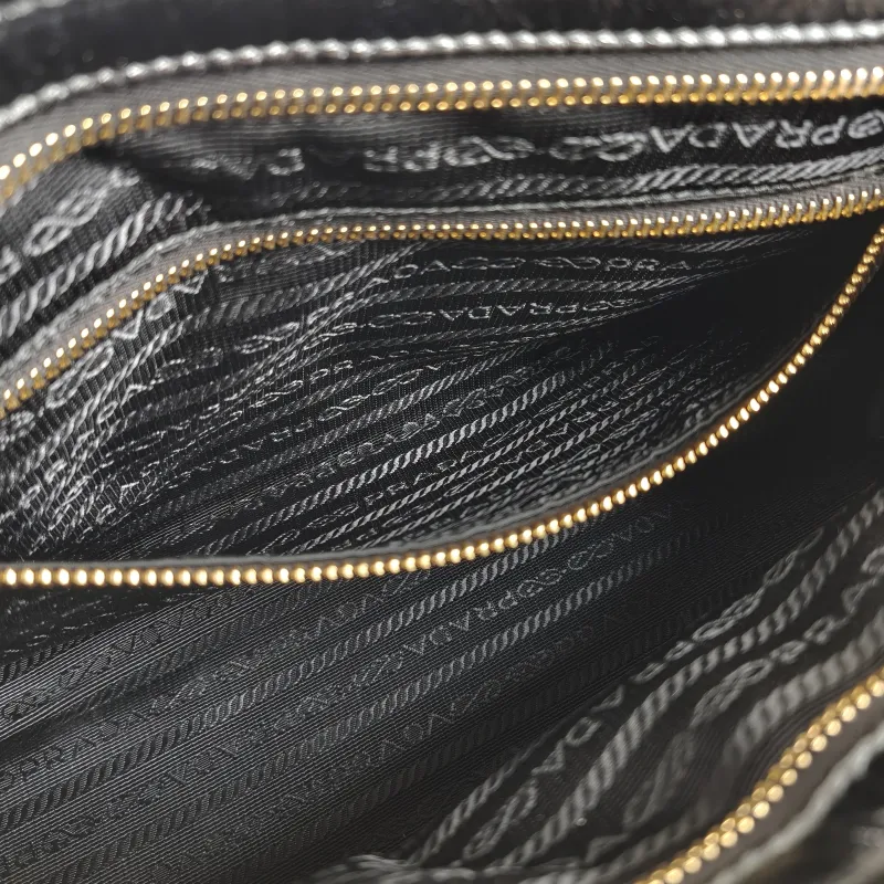 PRADA Shoulder Bag Bonnie Soft Lux Black Waxed Leather Medium 32 × 12 × 15.5 cm — detail view 9 of 11