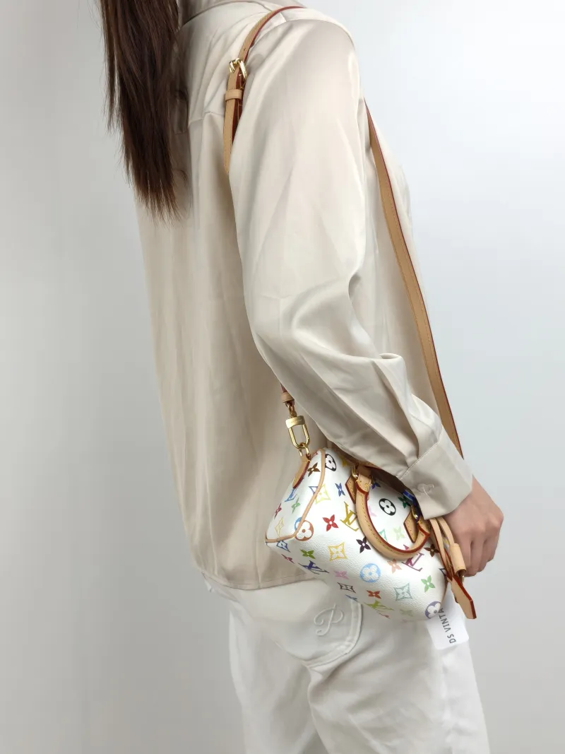 Louis Vuitton Crossbody Bag Speedy Nano Multicolore PVC nano 16 × 7.5 × 10 cm — on-model view 1 of 3