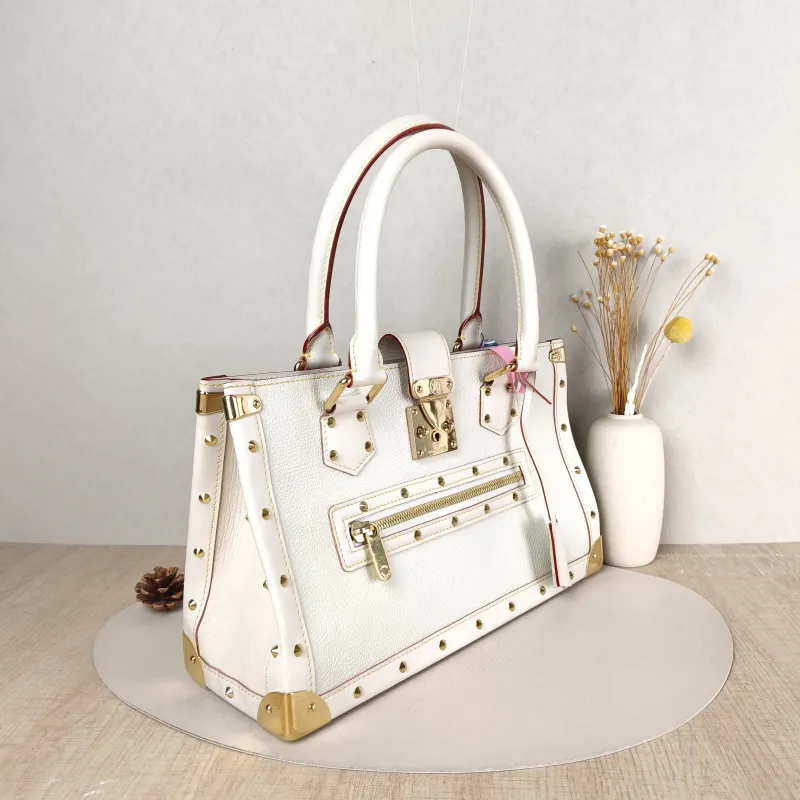 Louis Vuitton Top Handle Bag Suhali Vintage White Calfskin 36 × 12.5 × 22 cm — cover view 3 of 5