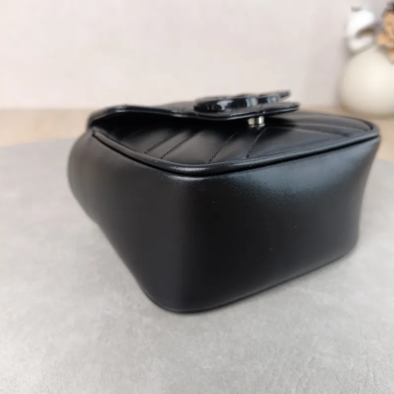 GUCCI Crossbody Bag GG Marmont Marmont Black Calfskin Mini 12 × 7 × 12.5 cm — detail view 11 of 11