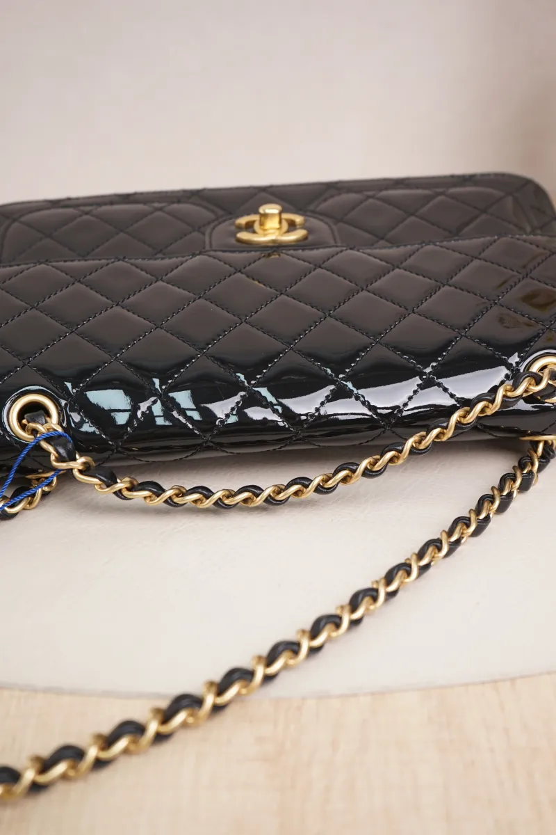 Chanel 25b Shoulder Crossbody Bag Black Patent Leather Microchip Edition · Dust Bag · 25 × 6 × 17 cm — detail view 14 of 20