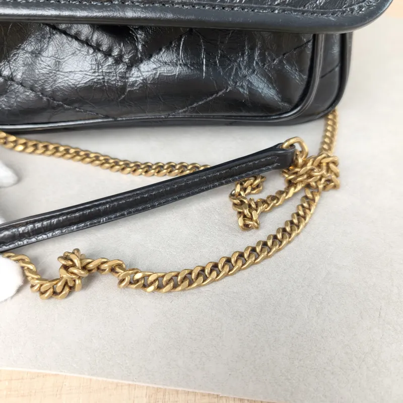 SAINT LAURENT Crossbody Bag Niki Black Waxed Leather Calfskin Mini 18 × 5 × 12.5 cm — detail view 4 of 10