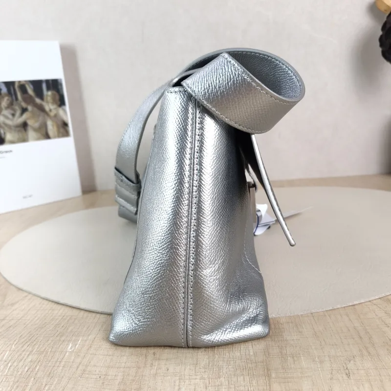 BALENCIAGA Shoulder Bag DOWNTOWN Silver Calfskin Small 30 × 10 × 17.5 cm — detail view 8 of 11