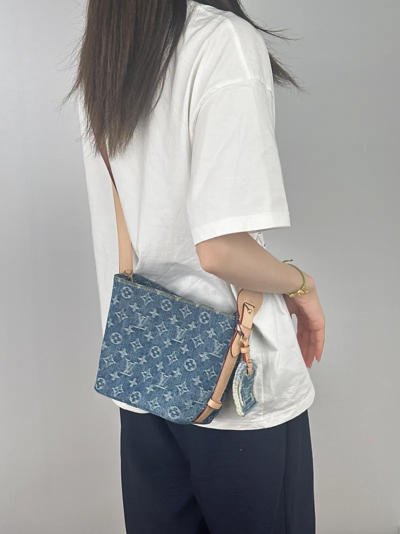 Louis Vuitton Top Handle Bag ALL IN BB Blue BB16 × 12 × 18 cm — on-model view 1 of 2