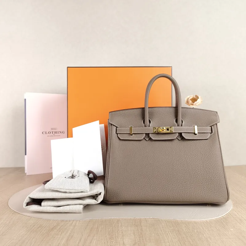 Hermès Top Handle Bag Birkin 25 Gold-Tone Hardware Togo Calfskin Small 25 × 13 × 20 cm K — cover view 3 of 6