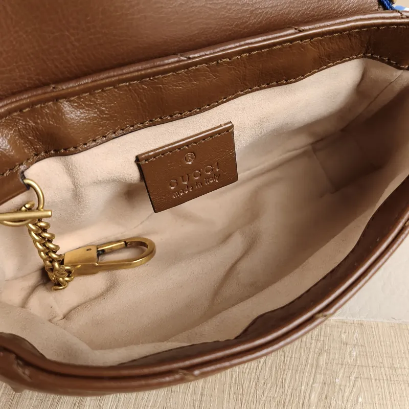 GUCCI Crossbody Bag GG Marmont Mini Marmont Mini Caramel Calfskin Mini 16.5 × 4.5 × 9.5 cm — detail view 7 of 11