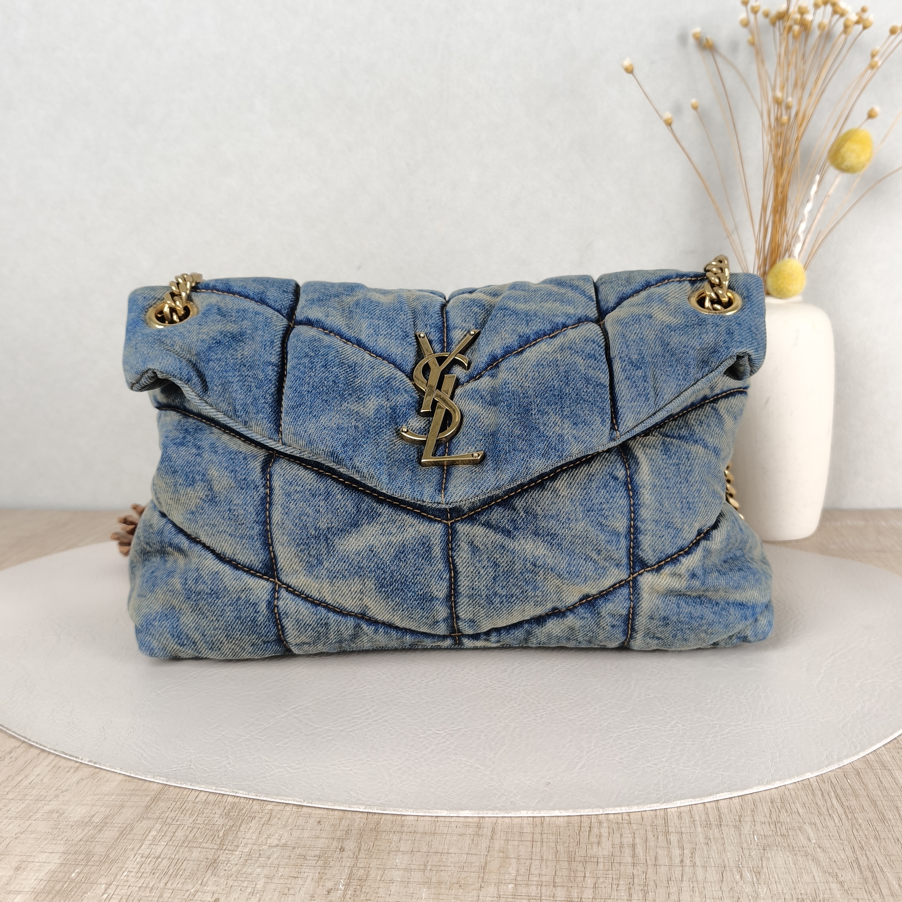 SAINT LAURENT Shoulder Bag PUFFER Blue Small29 × 11 × 17 cm