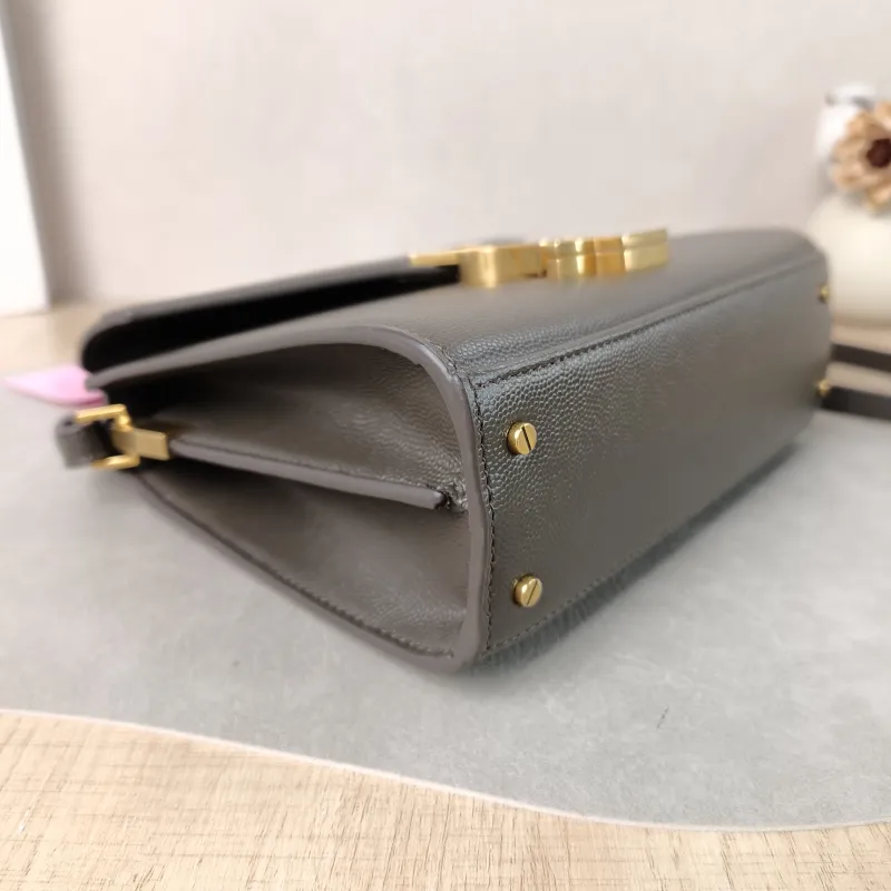 SAINT LAURENT Crossbody Bag Cassandra Shoulder Bag Brown Grained Calfskin Mini 20 × 7.5 × 16 cm — detail view 1 of 11