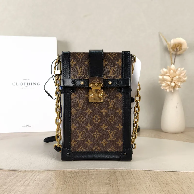 Louis Vuitton Crossbody Bag Trunk Vertical Chain Bag Monogram PV Cmini11 × 3.5 × 17.5 cm