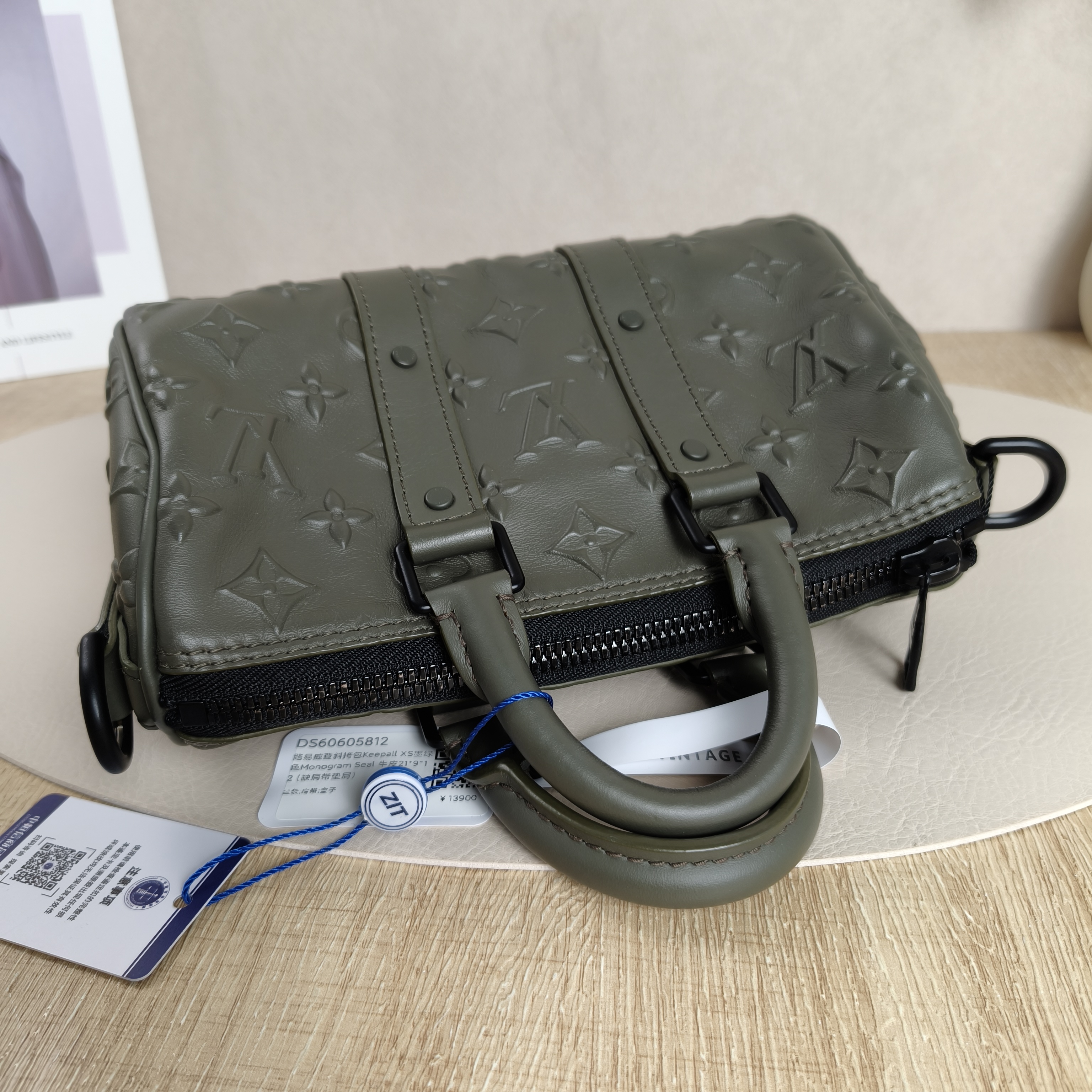 Louis Vuitton Crossbody Bag Keepall XS Green Monogram Seal Calfskinmini21 × 9 × 12 cm — cover view 2 of 11