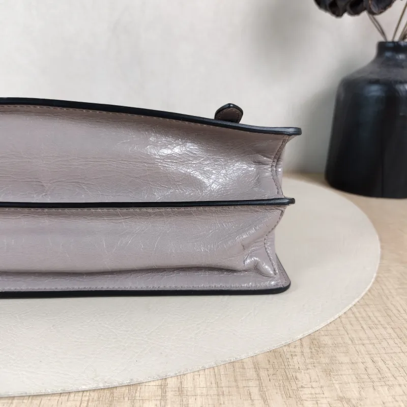 PRADA Shoulder Bag Shoulder Bag Grey Waxed Leather Calfskin One Size 32 × 10 × 17 cm — detail view 13 of 15