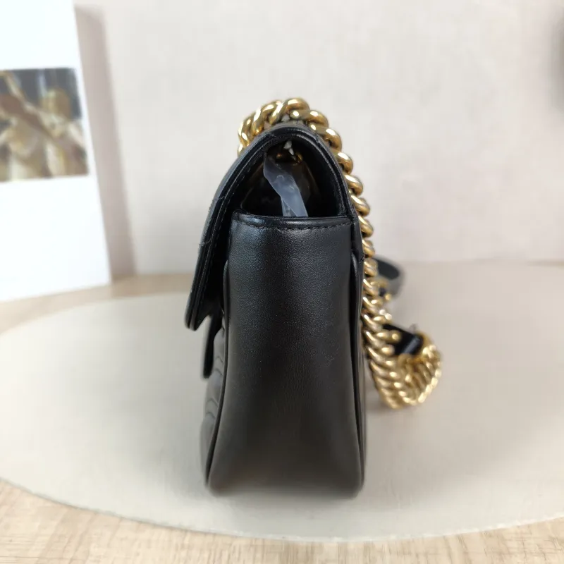 GUCCI Crossbody Bag GG Marmont Small Marmont 22 Black CC alfskin Small 22 × 6 × 13 cm — detail view 10 of 11