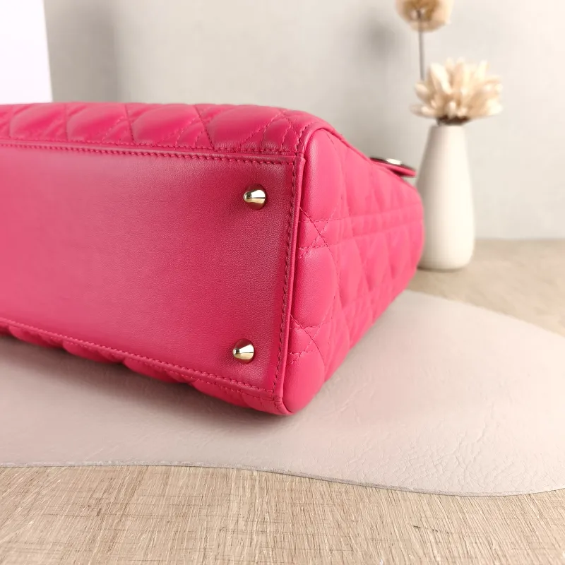 DIOR Top Handle Bag Lady Lady Dior Bag Red Lambskin Medium 24 × 12 × 21 cm — detail view 10 of 10