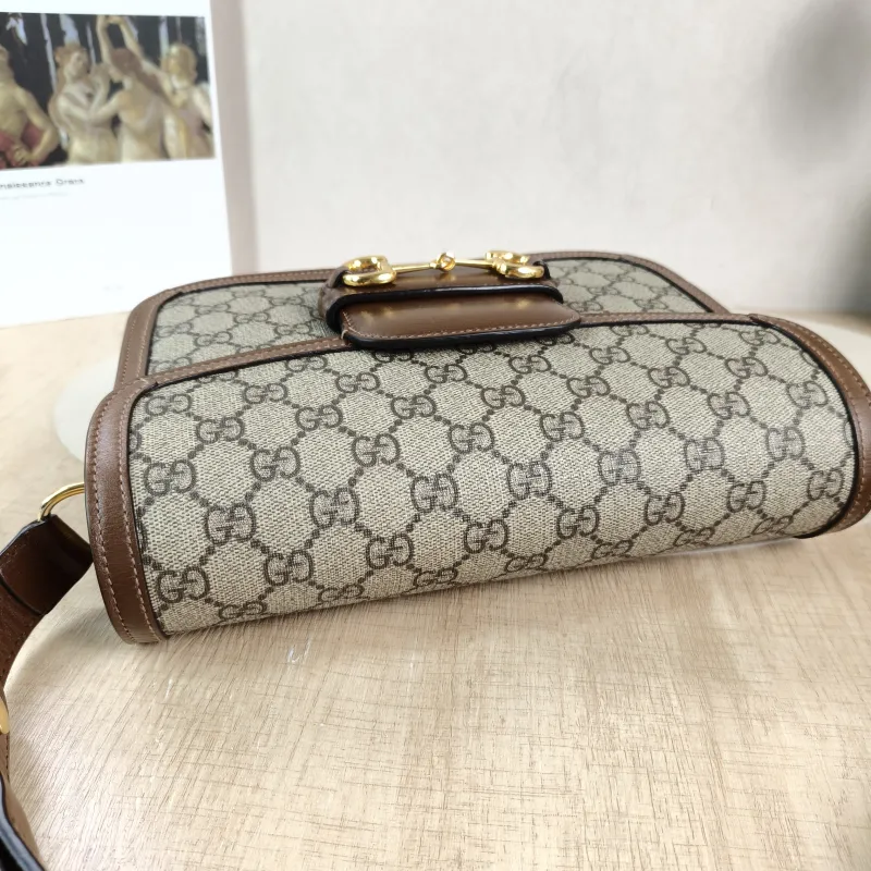 GUCCI Shoulder Bag Horsebit 1955 Horsebit Medium Monogram PVC Medium 25 × 8 × 18 cm — detail view 7 of 14